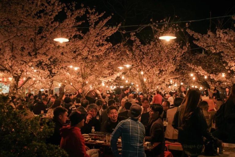 Street food partagée pour Hanami, sosu les cerisiers en fleurs